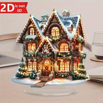 A charming two-dimensional gingerbread house Christmas table ornament: a multi-purpose holiday decoration with a base gryna