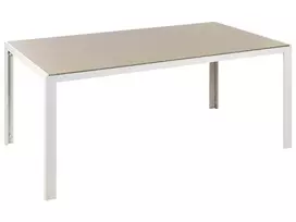 Sodo stalas CATANIA 160 cm 91 cm stiklas smėlio spalvos