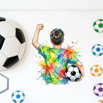 Soccer Theme Wall Decal For Bedroom Living Room Sports Home Wall Decoration One Size