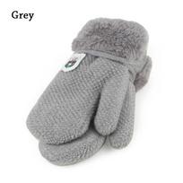 Winter Plush Hanging Neck Thick Warm Knitted Mittens Kids Gloves Cute tamsiai mėlyna spalva