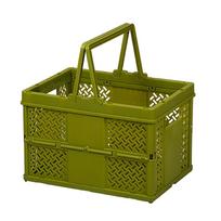 Foldable Plastic Storage Basket, Outdoor Picnic Basket Portable Carry Basket Vegetable Fruit Basket Folding Organizer With Handles One Size žalia