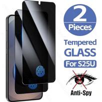2 vnt. Privatumo grūdinto stiklo dėklas, skirtas Samsung Galaxy S25/S26 Ultra Plus S 26 25 Edge, su pirštų atspaudų atrakinimu, apsaugantis nuo akinimo, Anti-Spy stiklas For Samsung S25&2Pieces juoda