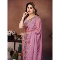 New Launch Party Wear Soft Silk Saree pink