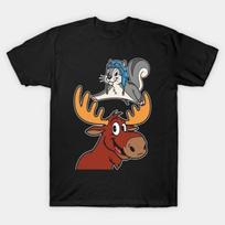 Retro Moose Head Flying Squirrel Graphic Tee Mens Unisex Cotton T-Shirt S