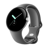 Išmanusis laikrodis Google Pixel Watch LTE 41mm Polished Silver Case with Sport Band – Charcoal