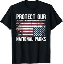 Protect our national parks upside down flag protest T-Shirt XXL