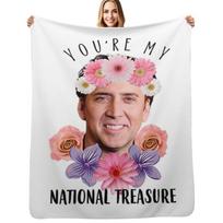 National Treasure T-ShirtNicolas Cage You're My National Treasure Funny Throw Blanket Summer Beddings Softest Blankets Size: 75*100cm, Weight: 230 GSM