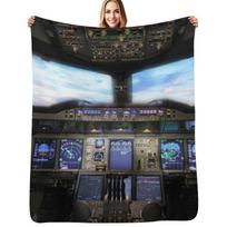Airbus A380 Cockpit Throw Blanket Lightweight Cozy Blanket for Bed Sofa Size: 75*100cm, Weight: 230 GSM