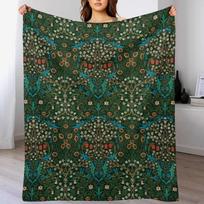 Blackthorn by William Morris, 1892 Throw Blanket Luxurious Soft Blanket Holiday Gift for Family Size: 75*100cm, Weight: 230 GSM