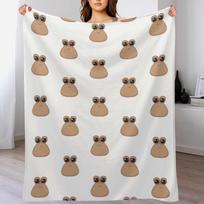 Sad cute little cursed Pou Throw Blanket Men's Soft Warm Throw Blanket for Couch Size: 75*100cm, Weight: 230 GSM