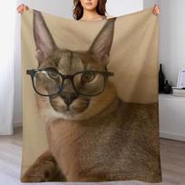 New Studious Floppa Throw Blanket Fade Resistant Durable Throw Blanket Size: 75*100cm, Weight: 230 GSM