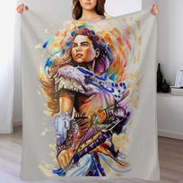 Aloy - Horizon zero dawn Throw Blanket Lightweight Warm Blanket for Indoor Outdoor Use Size: 75*100cm, Weight: 230 GSM