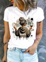 Girl with messy bun sunglasses wine glass T-shirt M