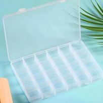 24 skyrių skaidri papuošalų dėžutė, plastikinis laikymo indas su reguliuojamais pertvaromis papuošalų amatų karoliukams 24 Compartments balta