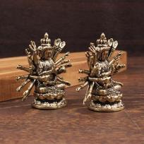 Brass Statue Thousand Hand Bodhisattva Figurine Asian Religious Art for Meditation Corner Home Temple Altar Ornament One Size