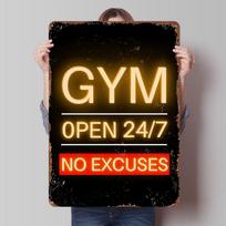 Gym Motivation Quotes Printed Posters Customizable Wall Art Retro Vintage Metal Tin Signs for Home Room Mancave Decoration Cozy 20X30CM