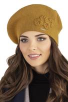Vivisence Beret damski z wełną 50% miodowy, klasyczna ciepła czapka zimowa, model 7006