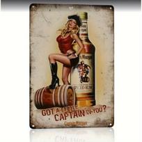 Captain for Pirate-Themed Metal Wall Decor - Vintage Retro Bar Sign with  Got a Little Captain in You?  - Heavy-Duty Iron Pub De 20X30CM