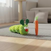 Soft Toy Boredom Reliever Catnip Pillow With Japanese Chenille Cat for Cats, Caterpillar-carrot