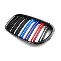 2PCS Car Front Bumper Grill Glossy Black Kidney Grille Single Line For BMW 7 Series F01 F02 2009 2010 2011 2012 2013 2014 All Black