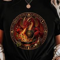 Arcane Chef Dragon Shirt | Fantasy Cooking T-Shirt | Fire Dragon Kitchen Art Tee XL