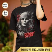 Anne Bonny Pirate T-Shirt Badass Female Outlaw Tee, Punk Grunge Design | Gift for Fierce Women, Rebel Souls & History Fans M