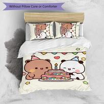 dudu bubu Printed 3PCS Bedding Set Soft Breathable Duvet Cover Pillowcases Set Washable Bedroom Decor Home Gift 135cm*200cm