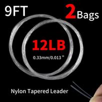 Bimoo 2Bags 9FT 12LB 15LB 20LB kūginis muselinės žvejybos antgalis, didelio dydžio nailono monofilamentinis muselinės žvejybos antgalis 12