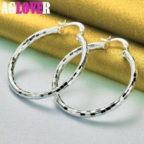 925 sterlingų sidabro kvadratiniai 40 mm apskrito lanko auskarai papuošalai