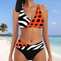 Women's Halter Bright Notes Print Bikini Tankini Swimsuit S balta