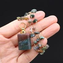 Pendant Necklace Natural Stone Agates Perfume Bottle Pendant For Women Christmas Halloween Gift Chain 80cm 18x31x13mm