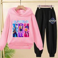 KPop Demono Medžiotojų Spausdinta Hoody Vaikams Animacinių Filmų Drabužiai Mergaitėms Su Gobtuvu Megztiniai Kelnės 2 Vnt Rinkinys Mažiems Berniukams Apranga 120