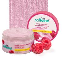 mCaffeine Brightening Raspberry Body Scrub 175 g With AHAs & Niacinamide For Gentle Exfoliation Smooth Radiant Skin Fruity Berry Aroma