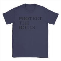 Vintažiniai T-shirt vyrams su citata „Protect The Dolls“, apvalia apykakle, medvilniniai, trumpomis rankovėmis, skirti trans moterims, solidarumo, dovanų drabužiai S tamsiai mėlyna spalva