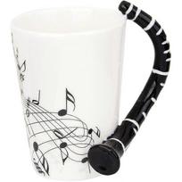 Clarinet Shaped Handle Mug Cup Porcelain Coffee Milk Cup Music Note Ceramic