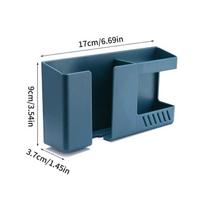 1PC Wall-Mounted Non-Punching Remote Control Storage Box Rack TV Air Conditioning Mobile Phone Charging Rac mėlyna