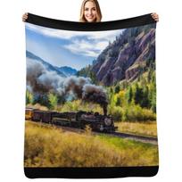 Scenic Durango and Silverton Steam Train Throw Blanket Fade Resistant Durable Throw Blanket Size: 75*100cm, Weight: 230 GSM