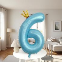 Shicai Crown Blue Number Balloon Children's First Birthday Scene Decoration Boys and Girls Birthday Gift Photo Prop 6