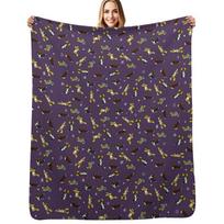 Purple Cardigan Welsh Corgi Scribbles Throw Blanket Soft Plush Blanket as Housewarming Gift Size: 75*100cm, Weight: 230 GSM