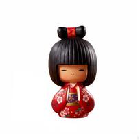 Japanese Traditional Doll Adorable Design Kimono Girl Figurine Decorative Cute Red