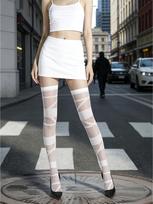 Women Ultra Thin Nylon Sheer Bandage Thigh High Socks Breathable Transparent Sexy Stockings For Daily & Party 39-42