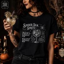 Spider Silk Spritz Halloween Cocktail Recipe Shirt Witchy Tee Spooky Cocktail T-Shirt Gothic Halloween Shirt Witch Gift Floral Whimsy 4XL
