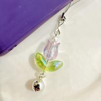 Flowers Tulip Phone Charm Pendant Phone Chains Hanging Cord Mobile Phone Lanyards  Phone Case violetinė