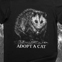 Adopt a Cat Opossum Shirt – Funny Trash Panda Meme T-Shirt, Opossum Graphic Tee L