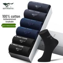 Septwolves Men's 100% Cotton Anti-odor Business Casual Mid-calf Socks (6 Pairs) One Size
