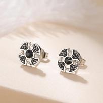 Dawapara Trinity Knot Stud Earrings Mjolnir Norse Mythology Strength and Protection Symbol Stainless Steel Studs
