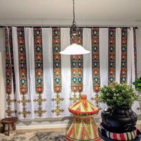 Ethiopian Luxury Curtains for Living Room 2 Pieces Free Shipping Home Textile Design Thin Shading Window Curtain Decorative Boho 100W130H(CM)40x51in&Hook