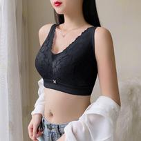 Ultra Thin Lingerie for Women Without Steel Rims Anti Sagging Bra Full Cup Size Large Gathering Sexy Lace Bra 34/75C juoda