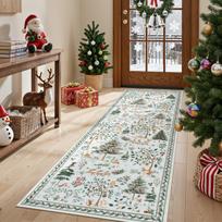 Christmas Living Room Carpet, Bedroom Bedside Rug, Dining Room Low Pile Non-Slip Holiday Carpet, Home Decoration Items 40x120cm 16x47inch