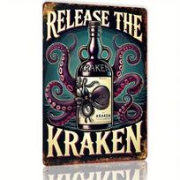 Vintage Kraken Rum Tin Sign Antique Metal Wall Decor Bar Pub Man Cave Home 8x12 Inch